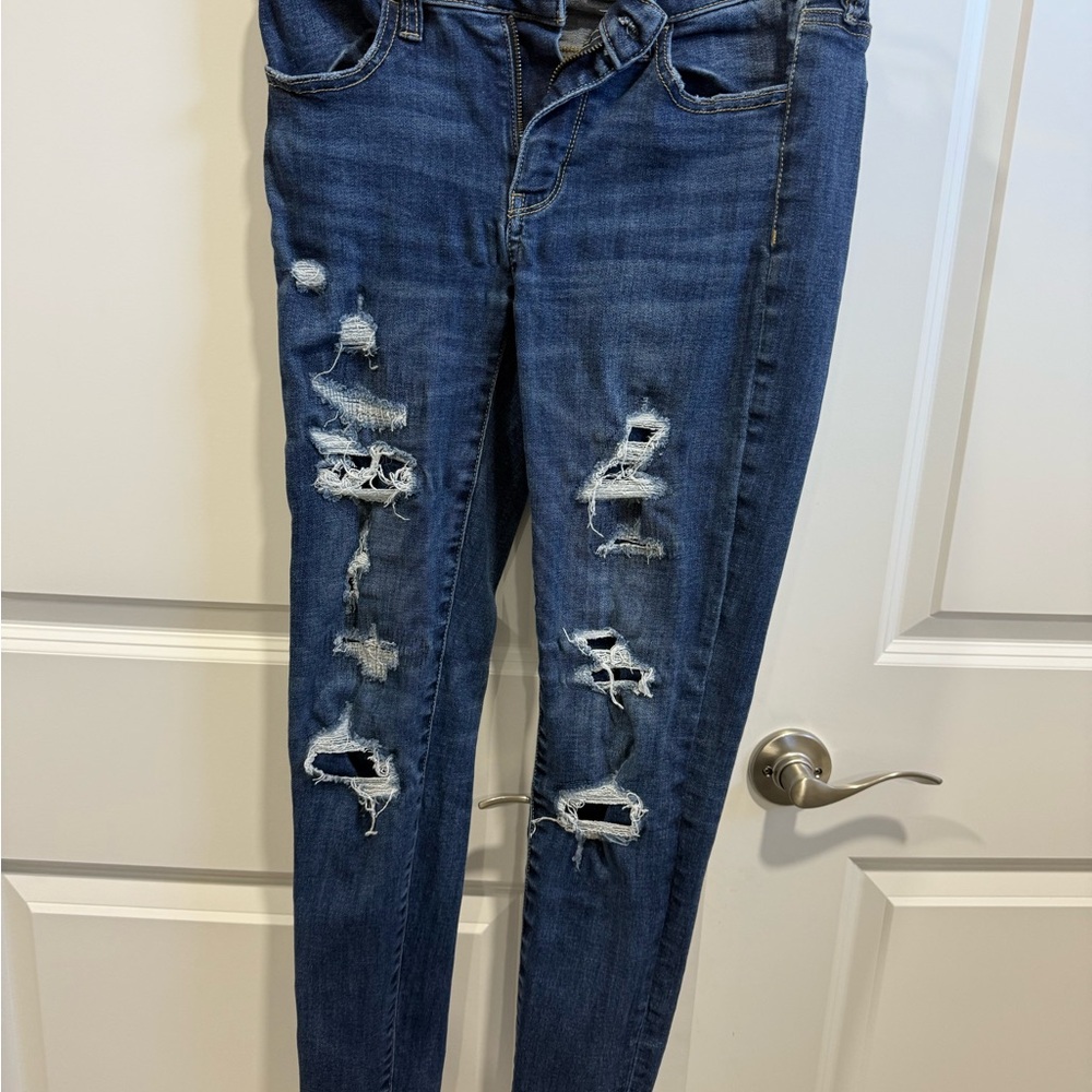 American Eagle Outfitters Ripped Blue Skinny Jeans